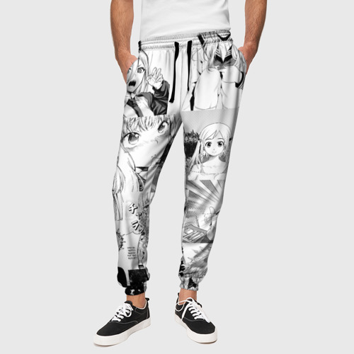 Мужские брюки 3D с принтом Манга Пуэр и человек бензопила, вид сбоку #3