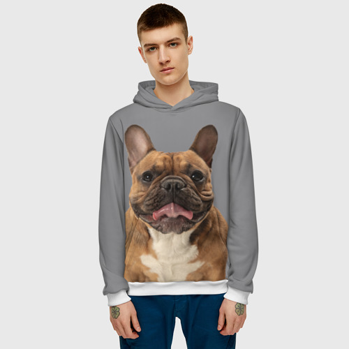 Мужская толстовка 3D French bulldog, цвет белый - фото 3