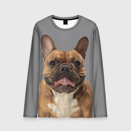 Мужской лонгслив 3D с принтом French bulldog, вид спереди #2