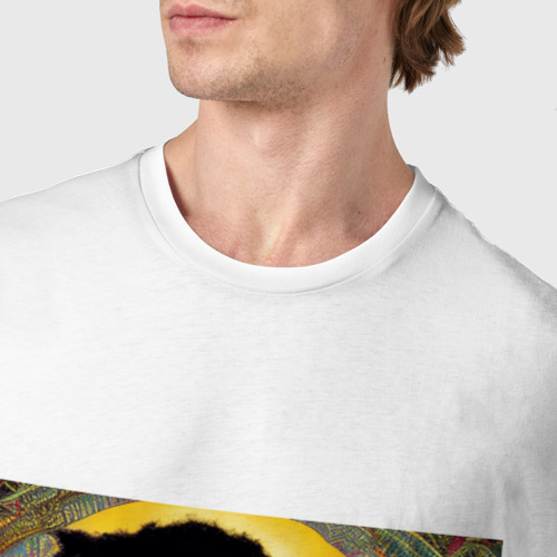 Мужская футболка хлопок Прекрасный Граффити Портрет Боб Марли, цвет белый - фото 6