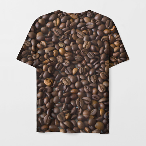 Мужская футболка 3D с принтом Зерна Кофе, вид сзади #1