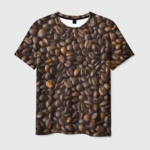 Мужская футболка 3D с принтом Зерна Кофе, вид спереди #2
