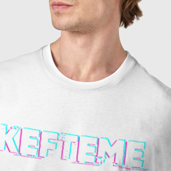 Футболка с принтом Kefteme glitch для мужчины, вид на модели спереди №4. Цвет основы: белый