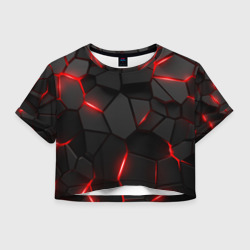 Женская футболка Crop-top 3D Плиты с красной подсветкой