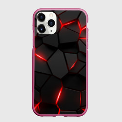 Чехол для iPhone 11 Pro матовый Плиты с красной подсветкой
