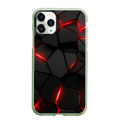 Чехол для iPhone 11 Pro матовый Плиты с красной подсветкой