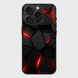 Чехол силиконовый для Apple iPhone 15 Pro матовый Плиты с красной подсветкой