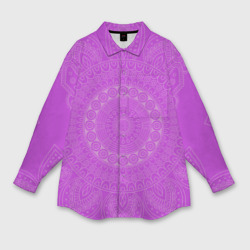 Женская рубашка oversize 3D Фиолетовая с узорами