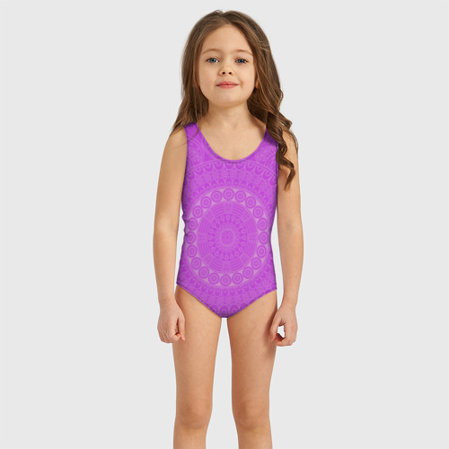 Детский купальник 3D Фиолетовая с узорами, цвет 3D печать - фото 3