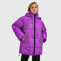 Женская зимняя куртка Oversize Фиолетовая с узорами - фото 2