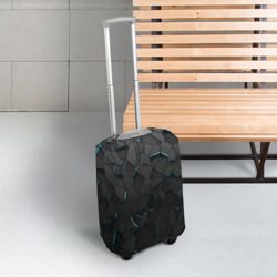 Чехол для чемодана 3D Плиты с синей неоновой подсветкой - фото 2