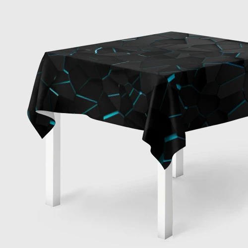 Скатерть 3D Плиты с синей неоновой подсветкой