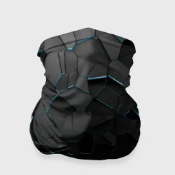 Бандана-труба 3D Плиты с синей неоновой подсветкой