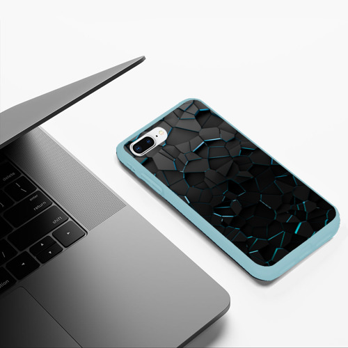 Чехол для iPhone 7Plus/8 Plus матовый Плиты с синей неоновой подсветкой, цвет мятный - фото 5