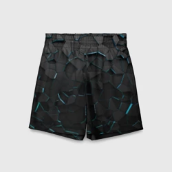 Детские спортивные шорты 3D Плиты с синей неоновой подсветкой