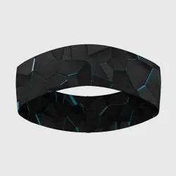 Повязка на голову 3D Плиты с синей неоновой подсветкой