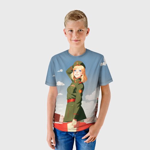 Детская футболка 3D с принтом Боевая девчонка, фото на моделе #1