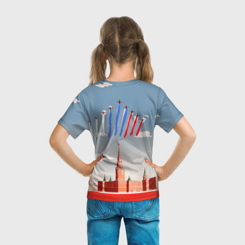 Детская футболка 3D с принтом Боевая девчонка, вид сзади #2