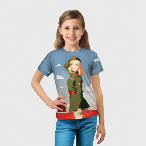 Детская футболка 3D с принтом Боевая девчонка, вид сбоку #3