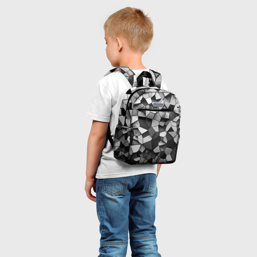 Детский рюкзак 3D с принтом Серые стальные плиты, фото на моделе #1