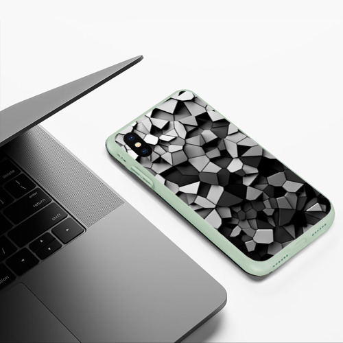 Чехол для iPhone XS Max матовый с принтом Серые стальные плиты, фото #5