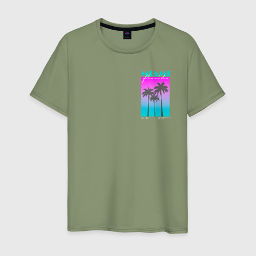 Мужская футболка хлопок с принтом Майами, Флорида, пальмы, вид спереди #2