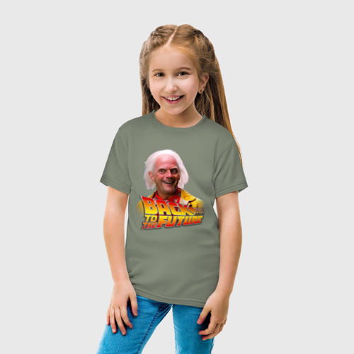 Детская футболка хлопок Профессор назад в будущее, цвет авокадо - фото 5
