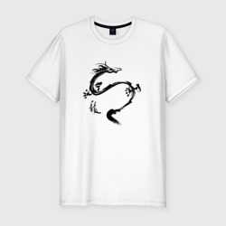Мужская футболка хлопок Slim Дракон нарисованный кистью