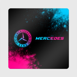 Магнит виниловый Квадрат Mercedes - neon gradient: надпись и символ