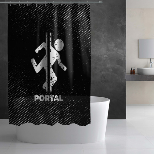 Штора 3D для ванной Portal с потертостями на темном фоне - фото 2