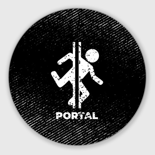 Круглый коврик для мышки Portal с потертостями на темном фоне