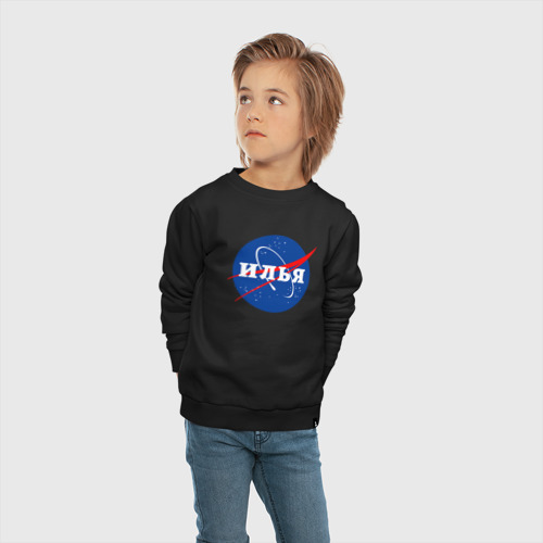 Детский свитшот хлопок Илья НАСА, цвет черный - фото 5