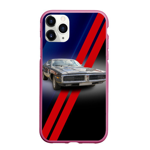 Чехол для iPhone 11 Pro Max матовый Американский маслкар Dodge Charger, цвет малиновый