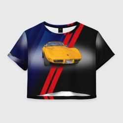 Женская футболка Crop-top 3D Классический спорткар Chevrolet Corvette Stingray 1978 года