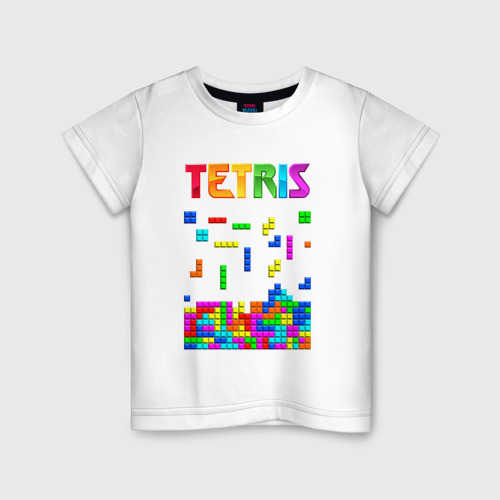 Детская футболка из хлопка с принтом Фильм Тетрис логотип, вид спереди №1