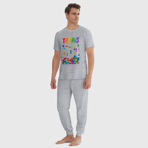 Мужская пижама хлопок с принтом Фильм Тетрис логотип, вид сбоку #3