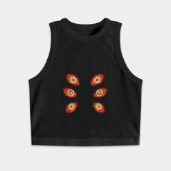 Женская укороченная майка-топ хлопок Глаза демона Кокушибо