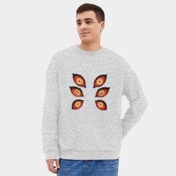Мужской свитшот oversize без начеса хлопок Глаза демона Кокушибо - фото 2