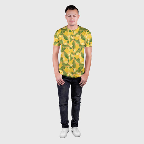 Мужская футболка 3D Slim с принтом Летний паттерн с ананасами, вид сбоку #3