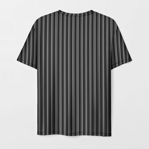Мужская футболка 3D с принтом Серый полосатый узор для геймера, вид сзади #1