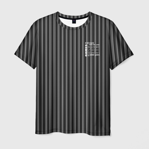 Мужская футболка 3D с принтом Серый полосатый узор для геймера, вид спереди #2