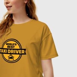 Женская футболка хлопок Oversize Лучший в мире таксист - фото 2