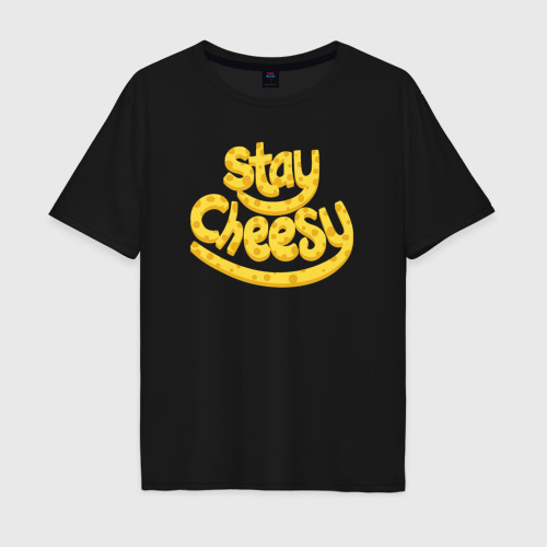 Мужская футболка хлопок Oversize с принтом Stay cheesy, вид спереди #2