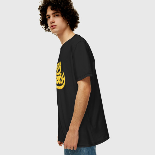 Мужская футболка хлопок Oversize с принтом Stay cheesy, вид сбоку #3