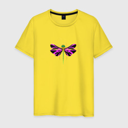 Мужская футболка хлопок Стрекоза многоцветная