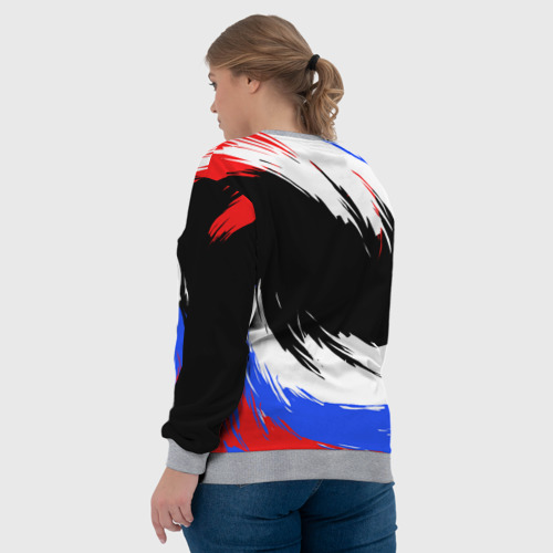 Женский свитшот 3D с принтом Сердечко Россия - мазки кисти, вид сзади #2