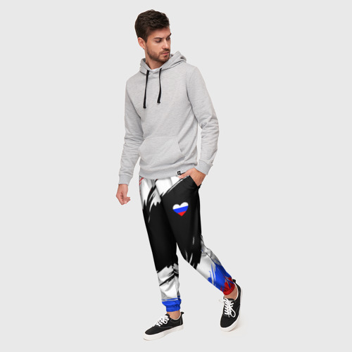 Мужские брюки 3D Сердечко Россия - мазки кисти, цвет 3D печать - фото 3