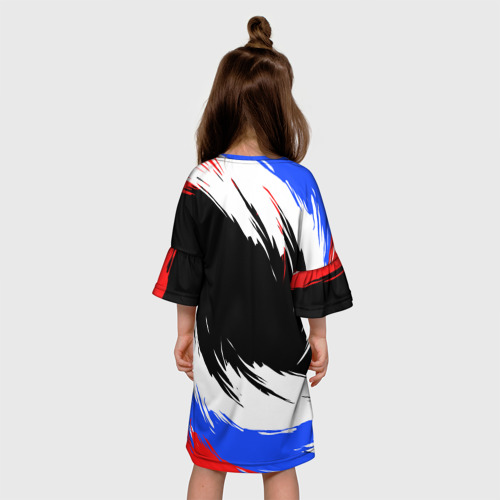 Детское платье 3D с принтом Сердечко Россия - мазки кисти, вид сзади #2