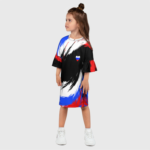 Детское платье 3D с принтом Сердечко Россия - мазки кисти, фото на моделе #1