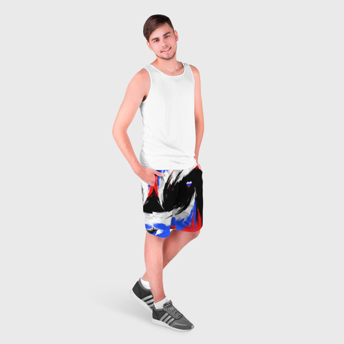 Мужские шорты 3D с принтом Сердечко Россия - мазки кисти, фото на моделе #1